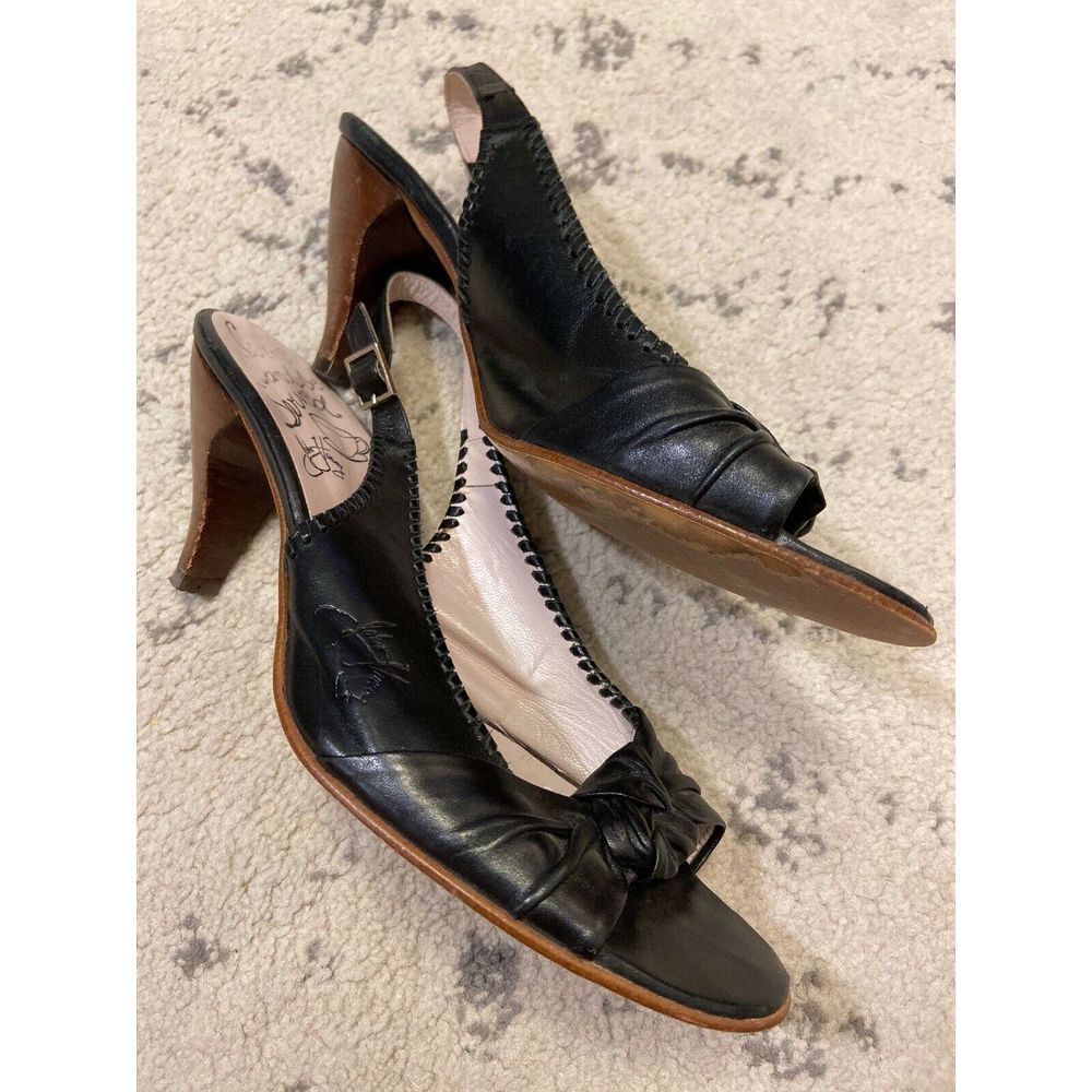 John Fluevog Heels Pump Leather Slingback Open Toe
